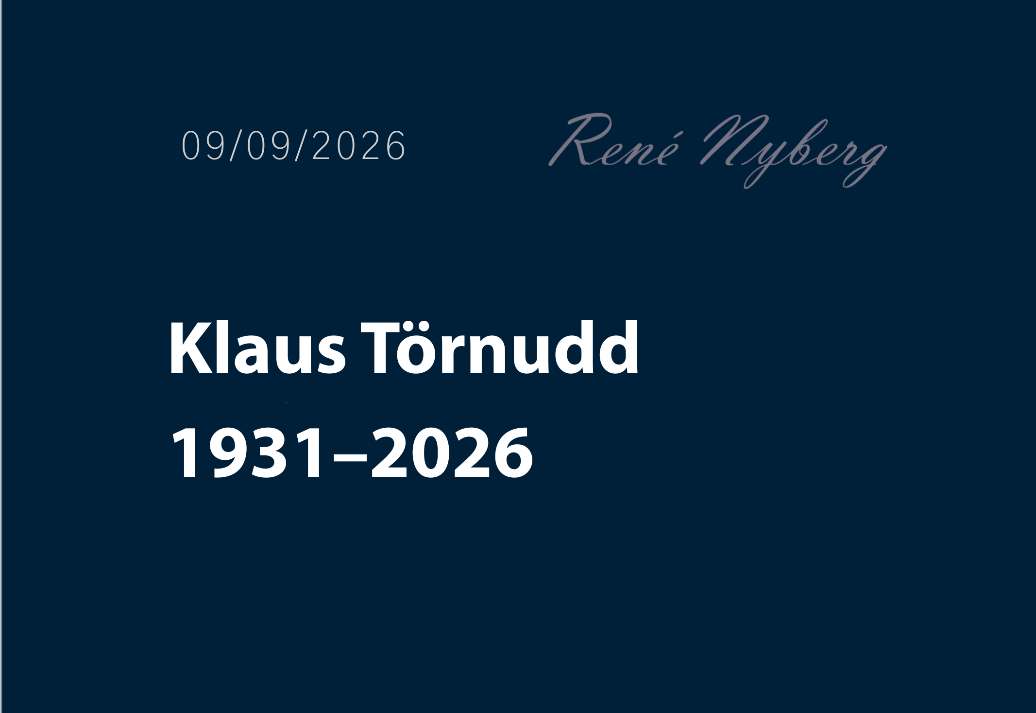 Klaus Törnudd 1931 - 2026